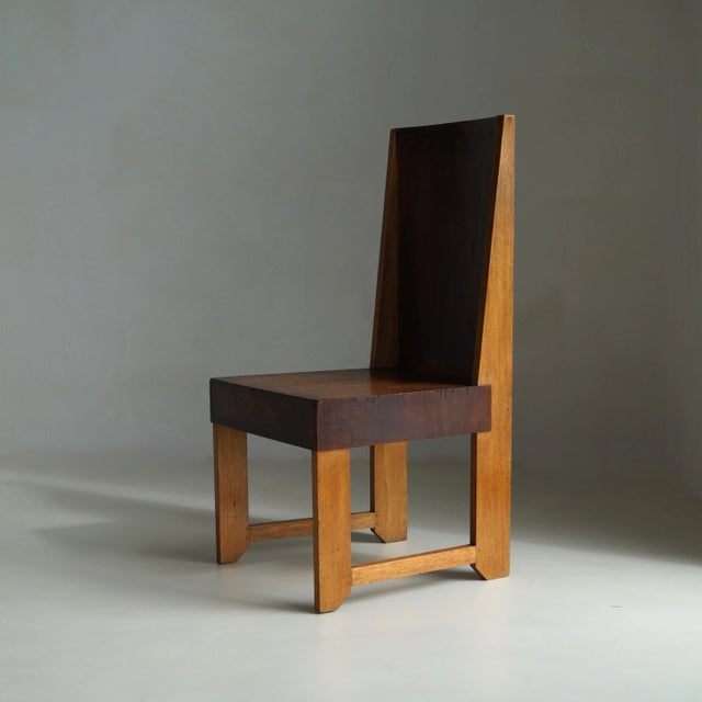 Brown Dutch Art Deco Modernist The Hague School Side Chair, 1920s For Sale - Image 8 of 18