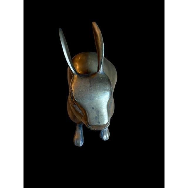 1970s Large Solid Brass Patina Rabbit For Sale - Image 6 of 9