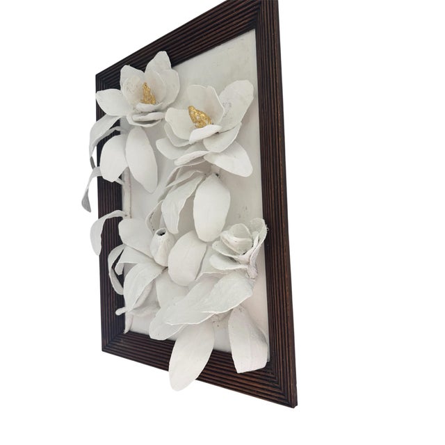 Large Southern Magnolia Branches, Papier-Mâché and Plaster Sculpture For Sale - Image 4 of 7