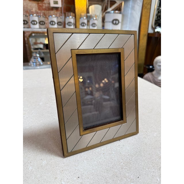 Christofle Selection Silver-Plated Photo Frame With Brass Accents For Sale In Los Angeles - Image 6 of 7