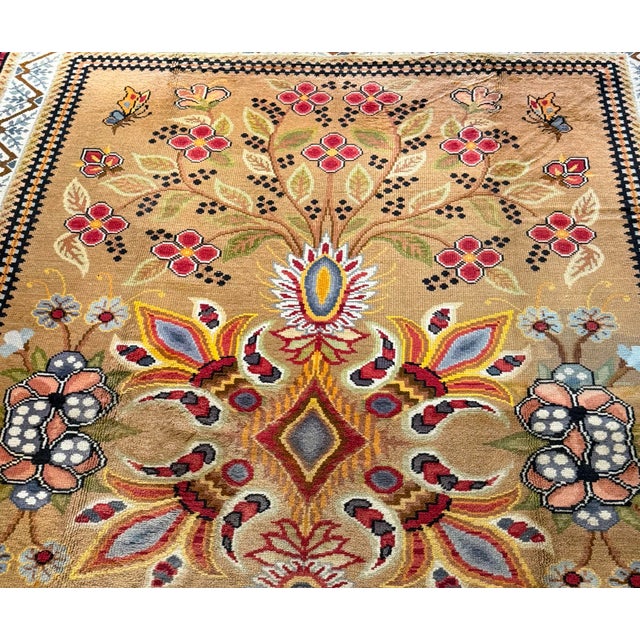 Textile Large Antique Hand-Knotted Art Nouveau Floral Oriental Rug, 11’9” × 8’6”, Circa 1920–1950 For Sale - Image 7 of 11