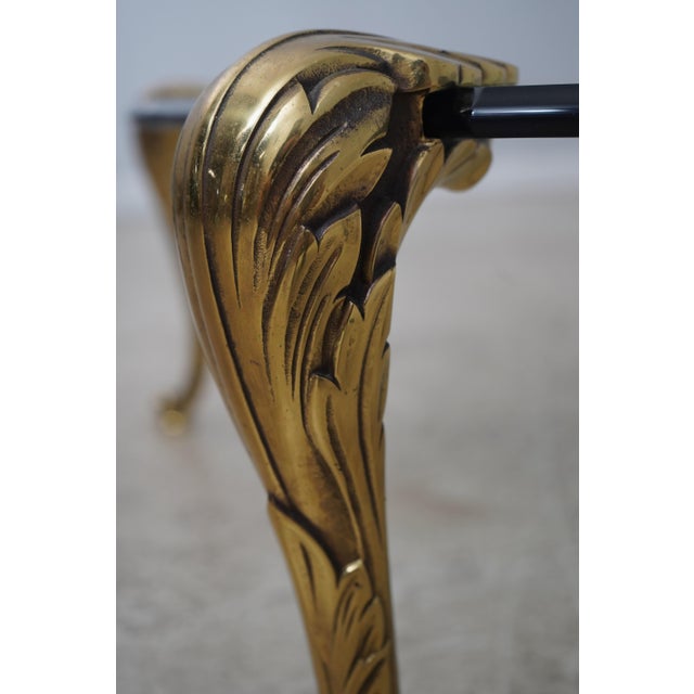 Labarge Brass & Glass Scroll Foot Coffee Table For Sale - Image 10 of 12