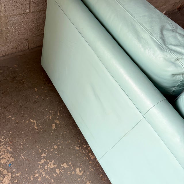 Vintage Postmodern Teal Leather Sofa by Directional Furniture. Circa 1980s. For Sale - Image 17 of 18