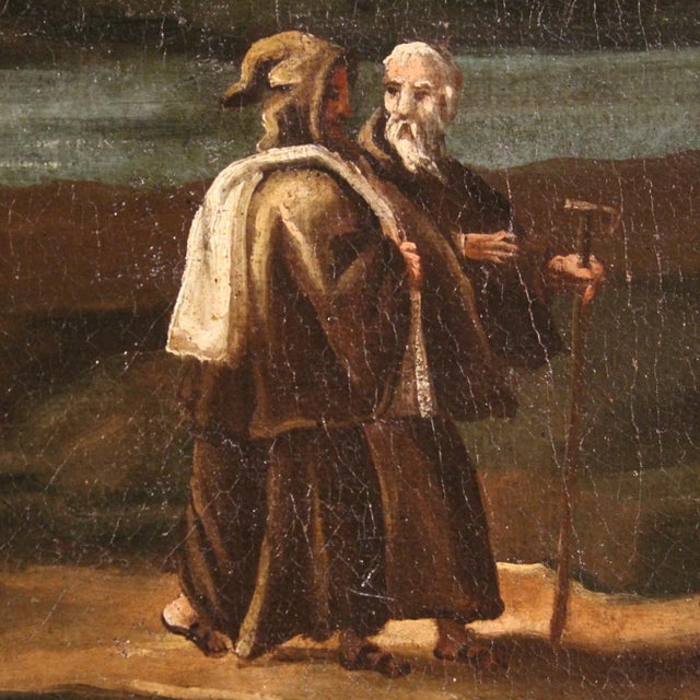 Italian Artist, Landscape with Characters, 1750, Oil Painting on Canvas, Framed For Sale - Image 8 of 14
