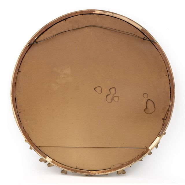 Wood Floral Motif Painted Carved Wood Circular Mirror For Sale - Image 7 of 7