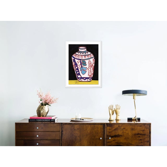 Contemporary White Vase by Jelly Chen in White Framed Paper, Medium Art Print For Sale - Image 3 of 4