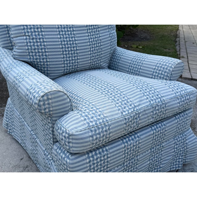 Vintage Skirted Lounge Chair & Ottoman With Carved Claw Feet For Sale - Image 4 of 17