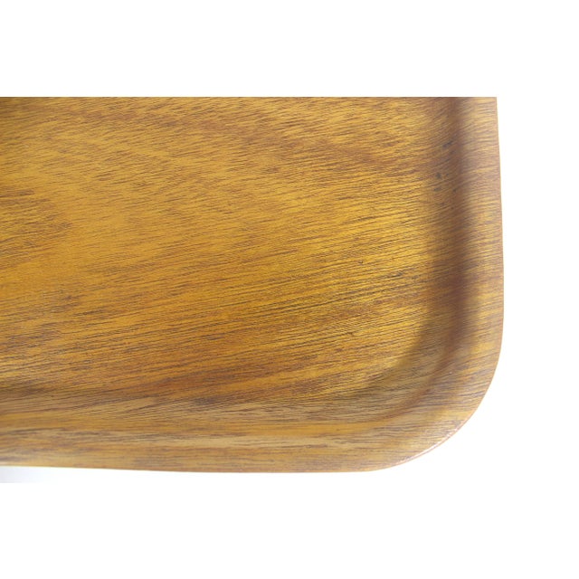 Brown Vintage Bentwood Tray Swedish Molded Teak Wood Serving Small Bar Tray For Sale - Image 8 of 9