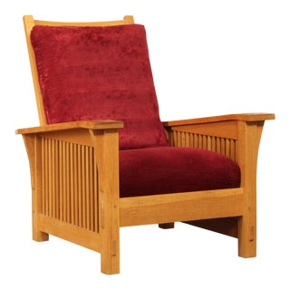 Stickley Mission Collection Natural Oak Morris Chair For Sale