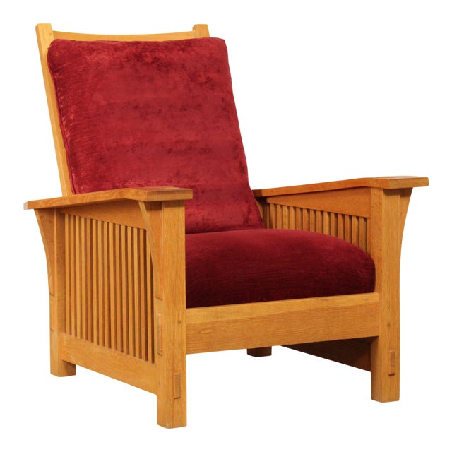 Stickley Mission Collection Natural Oak Morris Chair For Sale