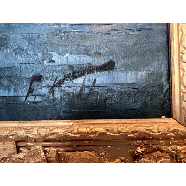 Friedrich Karl Thauer (Germany 1924-2009) European Harbor Sailboats Oil Painting For Sale - Image 9 of 10