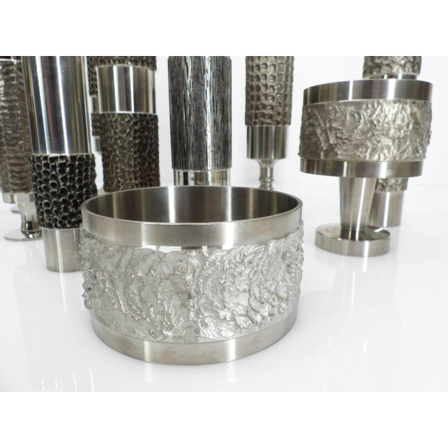 Metal Space Age Brutalist Steel Vases from BMF, Germany, 1970, Set of 13 For Sale - Image 7 of 10