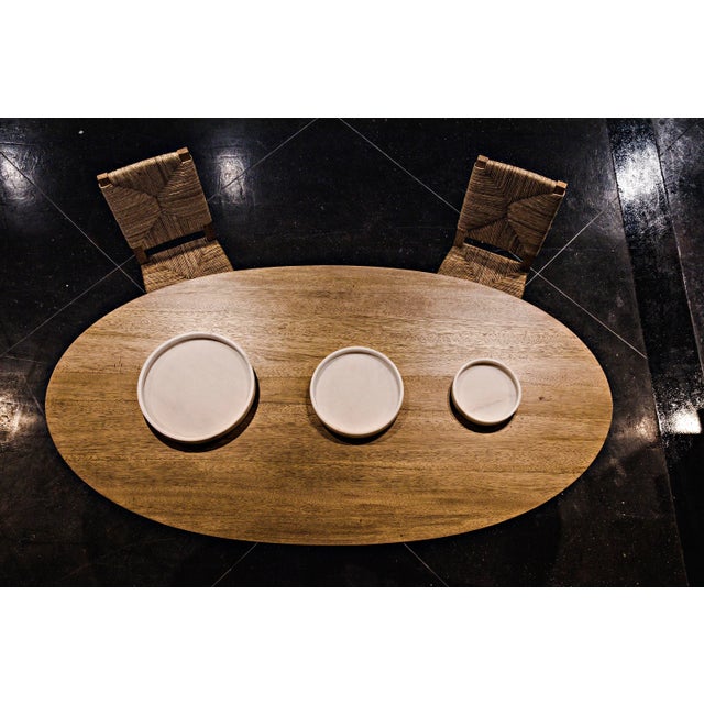 Mid-Century Modern NOIR 16" Round Tray, White Stone For Sale - Image 3 of 4