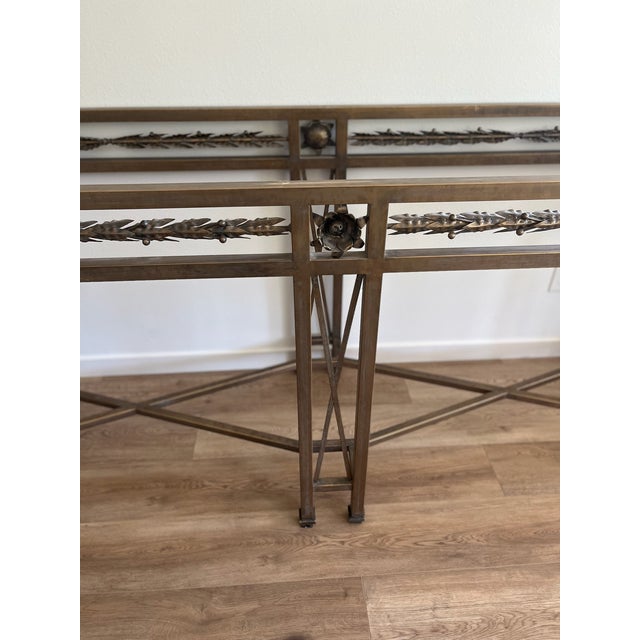 Bronze 1980s Vintage Custom Handmade Ornate Bronze Metal Console Table For Sale - Image 8 of 11