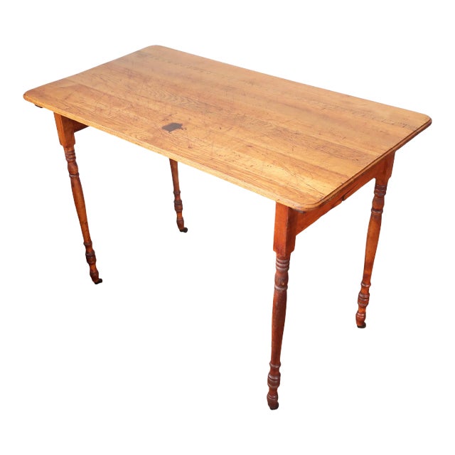 19th Century Folding Sewing Table With Yardstick Top For Sale