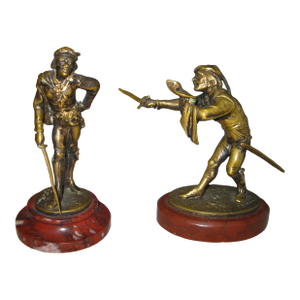 Pair of French Bronze Statue of Musketeer Signed Emile Guillemin 19 Century