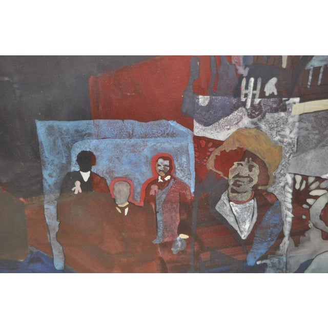 Thomas Sparacino "Family" Mixed Media Painting C.1970s For Sale - Image 4 of 9