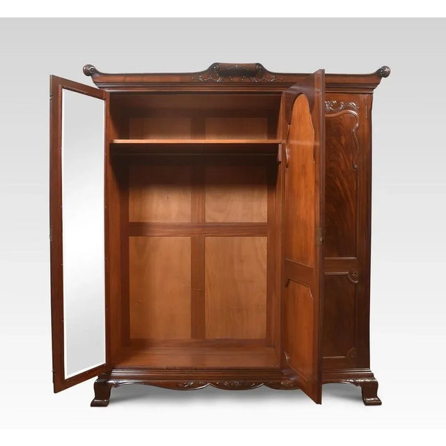 Brown Mahogany Three Door Wardrobe, 1890s For Sale - Image 8 of 11