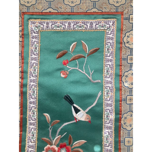 Vintage Chinese Silk Embroidered Tapestry For Sale - Image 4 of 5
