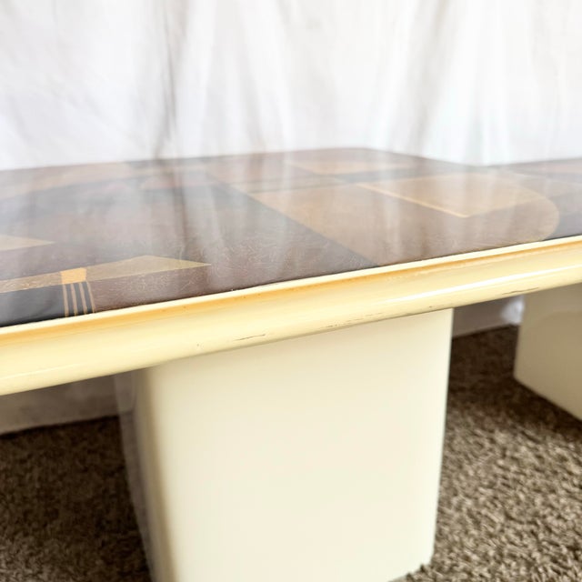 Cream Art Deco Epoxy Top Abstract Square Nesting Tables - Set of 2 For Sale - Image 8 of 8