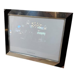 Black and Silver Ribbed Picture Frame For Sale