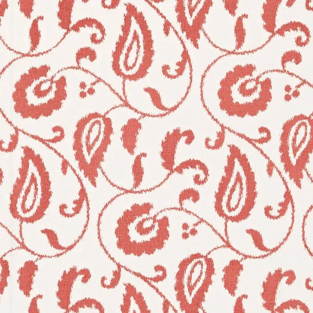 Sample- Schumacher Malacca Ikat Vine Fabric in Watermelon For Sale