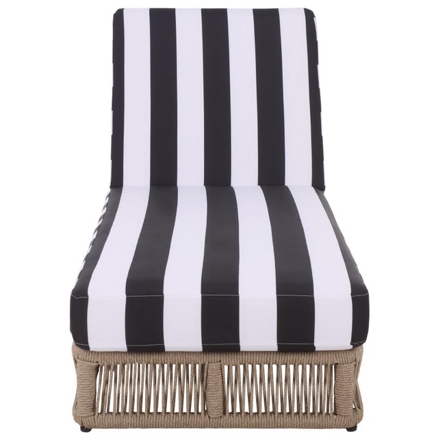 Gillian Chaise Lounge, Heather Tan/Black Stripe For Sale - Image 10 of 12