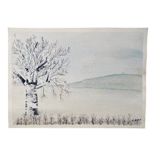 1970s Winter Landscape Painting by Stewart For Sale