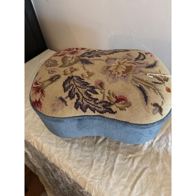 Late 20th Century 1920's Floral Needlepoint Footstool For Sale - Image 5 of 5