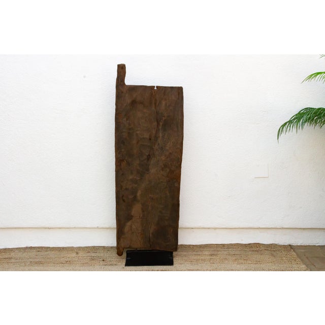 Brown Patinated Antique Carved Geometric Door For Sale - Image 8 of 9