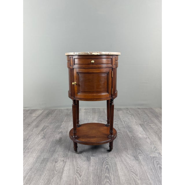 19th Century Louis XVI Half-Moon Side Table in Mahogany and Marble, 1920s For Sale - Image 12 of 12