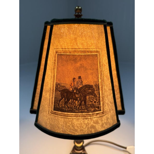Vintage Hunting Scene Table Lamp in Brass, 1950s For Sale - Image 14 of 18