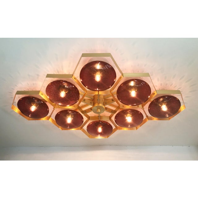 Not Yet Made - Made To Order 21st Century Hive Satin Brass Amethyst Bubbles Murano Flush Mount by Fabio LTD For Sale - Image 5 of 9