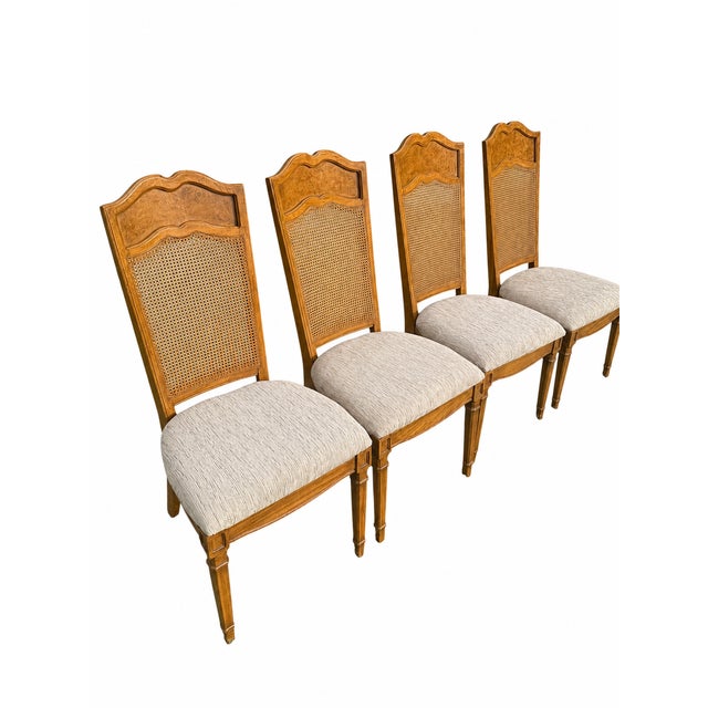 Vintage French Provincial dining-chair set manufactured by American Furniture Co. of Martinsville, Virginia, circa 1983....
