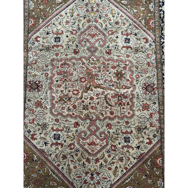 Persian Vintage Qom Silk Rug With Central Medallion, Circa 1950 For Sale - Image 3 of 8
