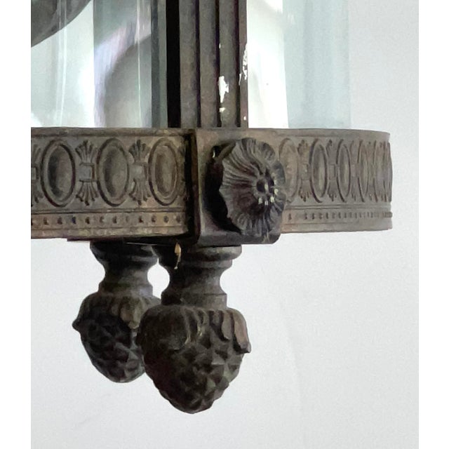 Large Louis XVI Style Bronze and Iron 6-Light Hanging Lantern For Sale - Image 4 of 10