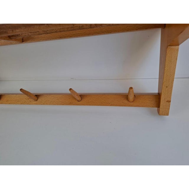 Mid-Century Czechoslovakian Wooden Wall Coat Rack with Shelf by ULUV, 1970 For Sale - Image 10 of 18