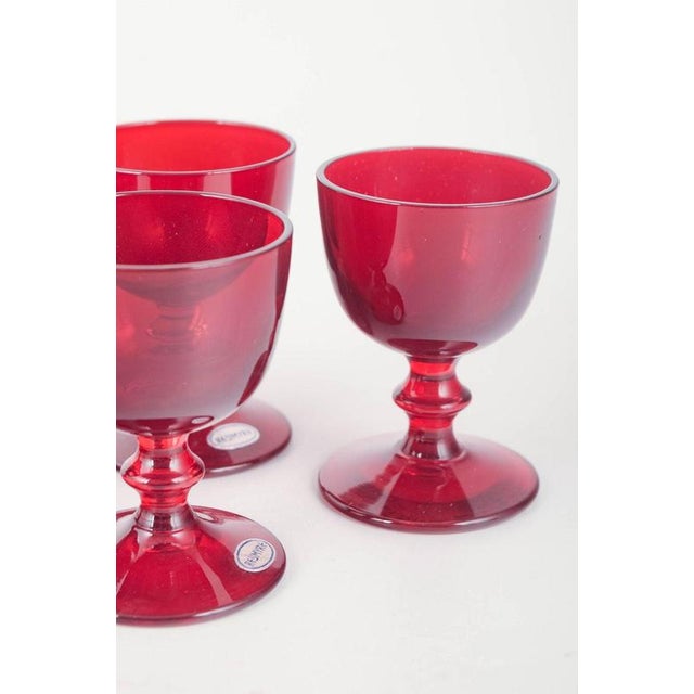 Ruby-Red Port Wine Glasses from Reijmyre Glasbruk, 1950s, Set of 4 For Sale - Image 3 of 5