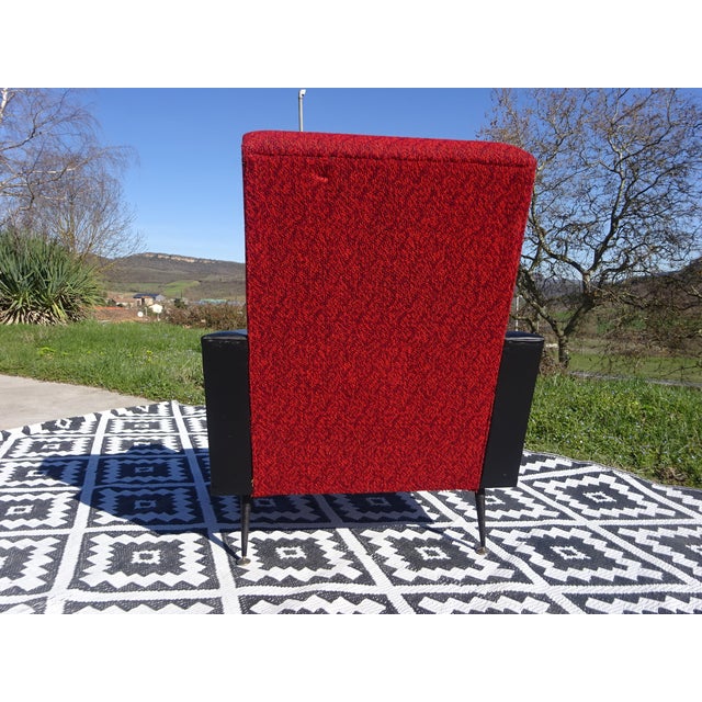 Vintage Red and Black Chairs with Compass Feet, 1970s, Set of 2 For Sale - Image 9 of 18