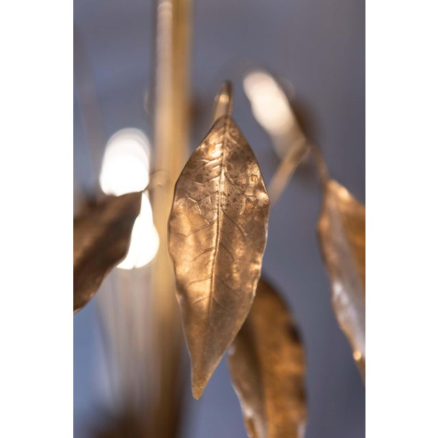Gold Mid 20th Century French Gilt Metal Maison Charles Inspired Six-Light Chandelier with Swoop Arms For Sale - Image 8 of 9