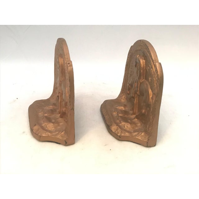 Early 20th Century Art Deco Gilt Bronze "End Of The Trail" Bookends, c. 1930s For Sale - Image 5 of 10