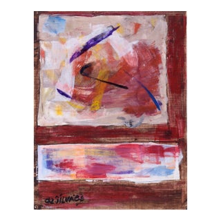 Blocks of Color on a Red Field in Acrylic on Textured Paper by Blocks of Color on a Red Field in Acrylic on Textured Paper For Sale