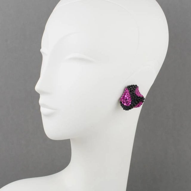 Richard Kerr designed these stunning statement clip-on earrings in the 1980s. They are made of his signature pave...