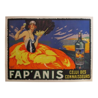 1935 Original French Art Deco Alcohol Poster, Fap'Anis For Sale