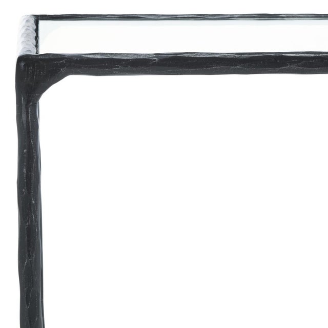 Spritely Home Isabellina Metal Accent Table in Black with Glass Top For Sale - Image 4 of 8
