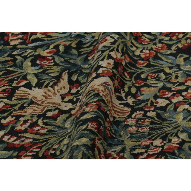Green Rug & Kilim’s Armorial Tudor Style Rug in Green and Red Floral Patterns For Sale - Image 8 of 9