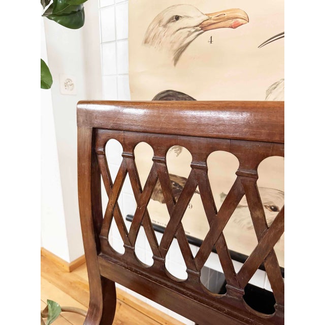 Stunning pair of twin sized vintage Italian bed frames in the style of Osvaldo Borsani. Incredible carved infinity...