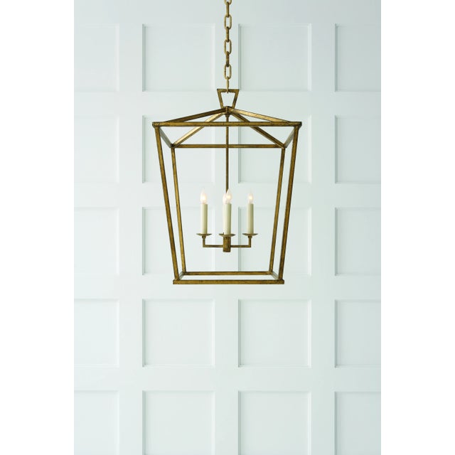 Transitional Chapman & Myers for Visual Comfort Signature Darlana Medium Lantern in Gilded Iron For Sale - Image 3 of 4