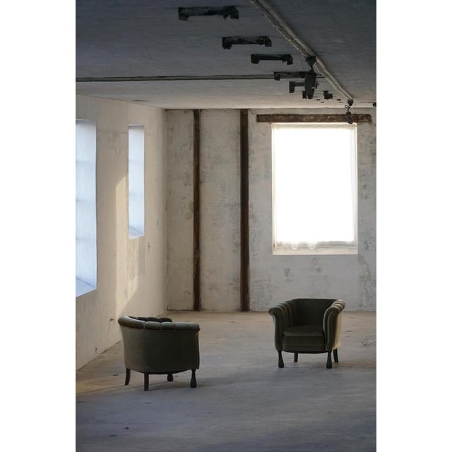 Mid-20th Century Danish Shell Lounge Chairs in Green Velvet, 1940s, Set of 2 For Sale - Image 11 of 18