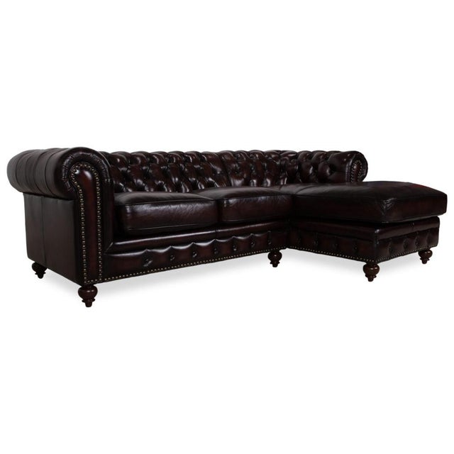 Vintage Chesterfield Leather Reddish Brown Chestnut Corner Sofa For Sale - Image 15 of 15